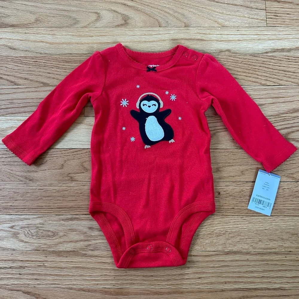 NWT Carter’s Penguin Long Sleeve Onesie 6 Months
